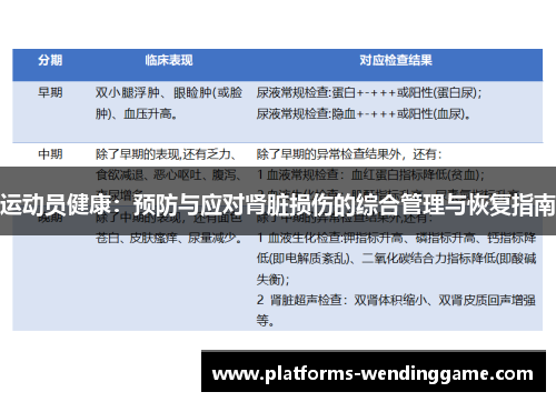 运动员健康:预防与应对肾脏损伤的综合管理与恢复指南 运动员健康:预防与应对肾脏损伤的综合管理与恢复指南